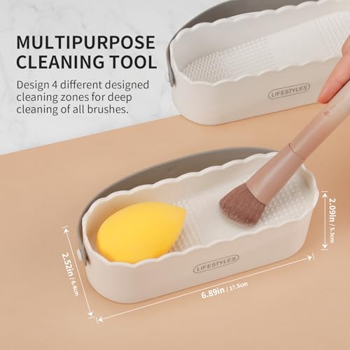 DUcare Alfombrilla limpiadora de brochas de maquillaje 3 en 1, cuenco de limpieza de brochas de maquillaje de silicona con soporte de secado, herramienta de limpieza de brochas cosméticas con soporte - imagen 6