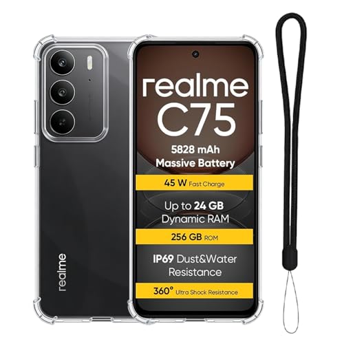 �X�}�[�g�t�H���p�P�[�X For realme C75 ���e�ی�P�[�X TPU�f�� �J�o�[ �_�炩����G�� �ϏՌ��� �y�� ���^ �w��h�~ ���ϖh�~ �����h�~ �S�ʕی� realme C75 �Ή��ی�P�[�X(�N���A)