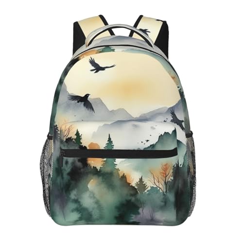 Sac à dos voyage ordinateur motif aquarelle oiseaux contre mal de dos