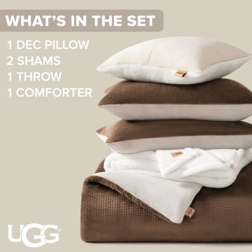 Image of UGG Remina Queen Comforter Set, Bed in a Bag, 5-Piece, Chestnut Brown