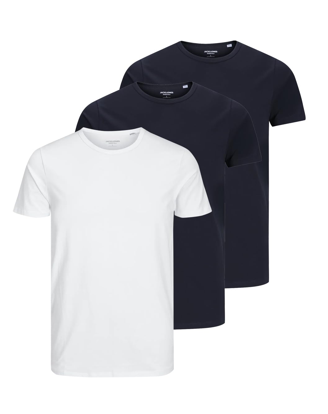 JACK & JONES Herren JJBASIC O-Neck Tee SS, White/C W. White + 2 x Dark NA, S