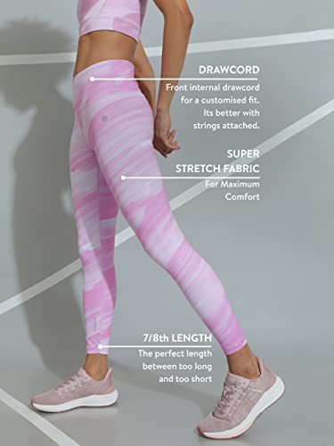 Image of CULT High Waist Running Tights with Side Pocket | Geometric Print | Breathable | Moisture-Wicking | Curved Hem