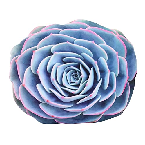 Succulent Plant Shaped Pillow,3D Succulents Cactus Pillow for Green Lovers, Succulent Decorative Throw Pillow, Cute Plush Succulent Leaf pillow for Sofa Bedroom Home Decor Novelty Cushion (Blue)