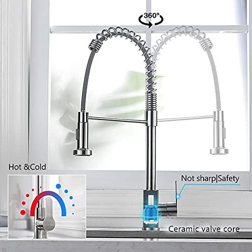 Teekia Kitchen Sink Faucet, Spring Kitchen Faucets With Pull Down Sprayer High Arc Single Handle Kitchen Sink Faucet Sus 304 Stainless Steel Multi-Layer Filtration Of Sink Faucet (Brushed Nickel） #TOP4