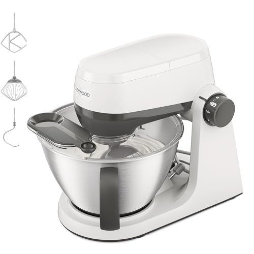 Kenwood Multi Tasker – Robot de Cocina con Cabezal Elevable, Bol 4,3L, Capacidad 1,7 kg de Masa, Amasadora y Batidora de Vaso con Conexión para Accesorios y Tapa Antisalpicaduras, Blanco (KHC30.000WH)