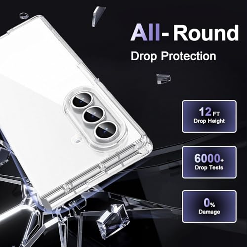 Image of Case for Samsung Galaxy Z Fold 7, Military Grade Drop Protection Clear Phone Case, Yellowing Resistant, Anti-Scratch Hard PC Back, Shockproof Hard Ultra-Thin Protective Cover, Transparent