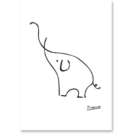 Amazon ピカソ 動物 線 アートパネル 絵画インテリア 抽象 壁 アートパネル 象 ポスター ミニマリスト キャンバス 版画 リビング 部屋 子供 部屋 装飾 写真 40x60cm フレームなし ウォールステッカー オンライン通販