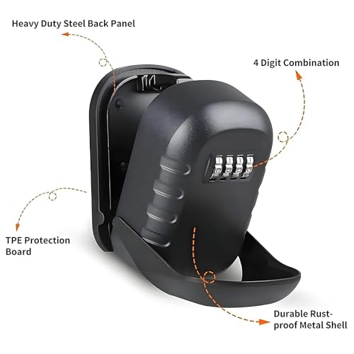 Boîte de rangement étanche pour clés avec code à combinaison réinitialisable