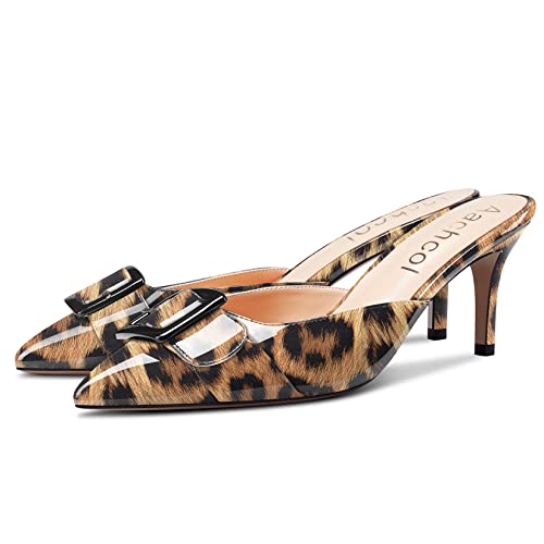 Aachcol Women Slip-on Pumps Pointed Toe Stiletto Low Kitten Heel Dress Shoes Patent Wedding Shopping 2.5 Inch4