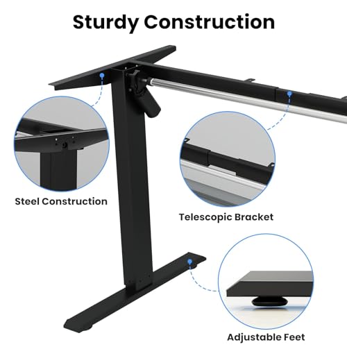 Image of Standing Desk Legs- Electric Stand up Desk Frame, Height Adjustable Table Base DIY Workstation for Max 75″ x 35″ Desktop, Sit Stand Computer Desk Frame for Home Office, Frame Only