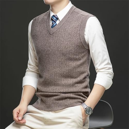 Men’S Classic Wool V-Neck Sweater Vest Thick Button Down Sleeveless Cardigan with Pockets3