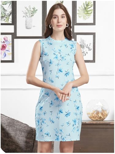 Image of Selvia Women's Lycra Bodycon Midi Dress (743DTK11810N-L Sky Blue