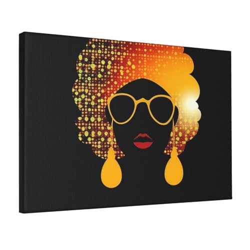 Impression sur toile femme africaine mignonne décoration murale chambre 30x45cm