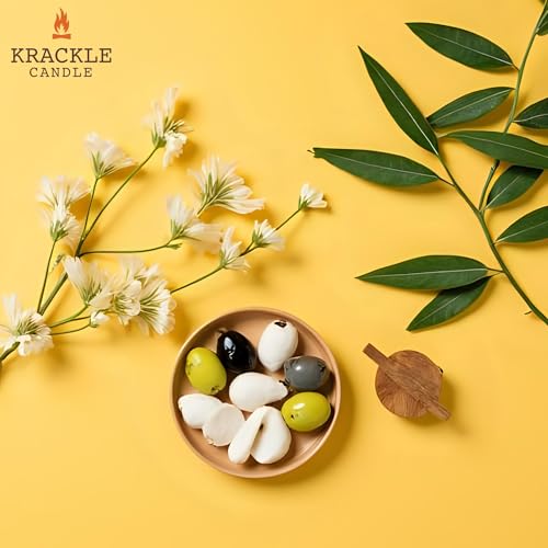Image of Krackle Candle | Olive Citrus | 16 oz Scented Candle with Natural Crackling Wooden Wick | Poured in the USA | Olive Blossom, Lemon Leaf & Cedar Fragrance