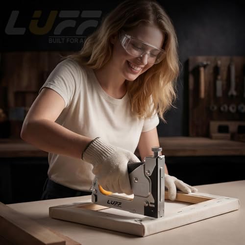 Image of Staple Gun - LUFF 3 in 1 Heavy Duty Stapler Gun with Staple Remover and 3000 Staples for Upholstery, Manual Brad Nailer Power Adjustment Stapler Gun for Wood, Decoration, Crafts DIY