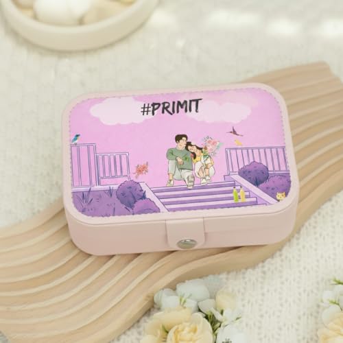 Image of PRIMIT Personalized Jewelry Box for Women & Girls - Travel Jewelry Organizer with Custom Name & Floral Design, Bridesmaid, Wedding, Anniversary (Lovely)