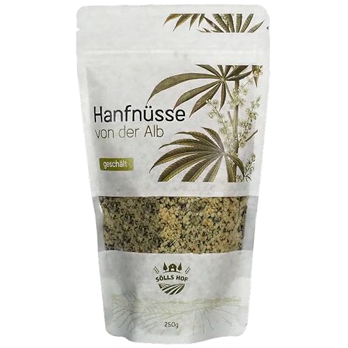 Sölls Hof - Geschälte Hanfnüsse, Hanfsamen - 250 gramm - direkt vom Landwirt aus deutschem Anbau, gesund, Vegan, Eiweiß, Omega-3 und Omega-6 Fettsäuren