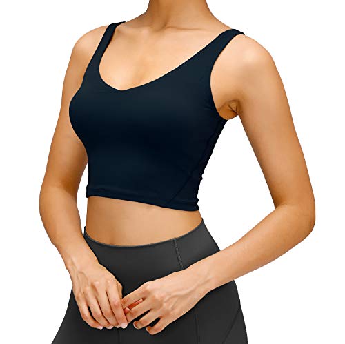 PARPERNA Women Padded Sports Bra Fitness Workout Running Shirts Yoga Cami Tank Top(Large, Tanktop Black)