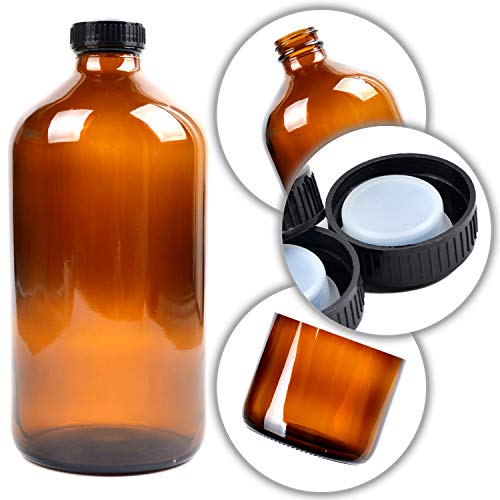 Youngever 3 Pack Empty Glass Bottles With Lids, Amber Glass Growlers 16 Ounce With Tight Seal Lids, Perfect For Secondary Fermentation, Storing Kombucha, Kefir, Glass Beer Growler (16 Ounce) #TOP2