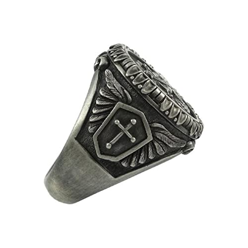 St. Michael Ring For Men, Vintage Cross Shield Ring, Viking Angel Wings Ring, Saint Michael The Archangel Ring, Religious Amulet Ring, Punk Christian Faith Jewelry Gift For Men Boys (10) #TOP1