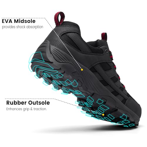 Image of SHULOOK Men's Waterproof Hiking Shoes Lightweight Anti Slip Outdoor Ankle Boots Breathable Hike Trekking Trails Shoe
