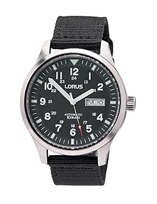 Lorus 32025166 - Orologio da uomo analogico automatico, Nero, misura unica, cinghia