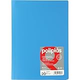 Grafoplas I Ordner mit Kunststoffhüllen, 20 transparente Hüllen, Folio-Größe, himmelblau, Serie Polyplas undurchsichtig, hergestellt in Spanien, flexibler Deckel, große Kapazität