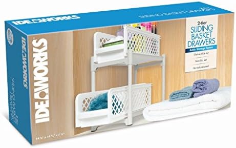 Ideaworks Portable 2 Tier Basket Drawers, White, Alloy, 38 x 18.5 x 36.2 cm