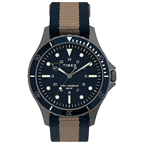Timex 41 mm Navi XL Stainless Steel Case Slip-Thru Double Layer Gunmetal/Blue/Tan One Size