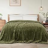 Exclusivo Mezcla Kuscheldecke Flauschig Fleecedecke Flanell Decke, Leichte & Warme Sofadecke Couchdecke für Ganzjahreszeit, 150 x 200 cm Olivgrün