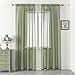 DUALIFE Sage Green Sheer Curtains 84 Inch Length for Bedroom & Living Room Rod Pocket Green Voile Window Curtain Panels for Kids Girls Room 2 Panels 52 x 84 Long