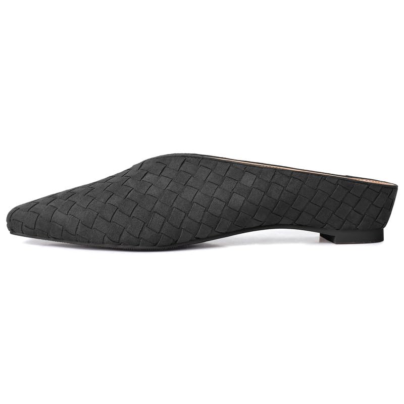 Image of Woven Mules for Women Slip on Comfortabke Metallic Slides Ladies Trendy Square Toe Hidden Wedge Mules