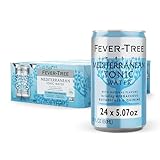 Fever-Tree Mediterranean Tonic Water – Premium Mixer for Cocktails and Mocktails, 24 x 5.1 fl oz Cans Glass Bottles – Naturally Sourced, Non-GMO