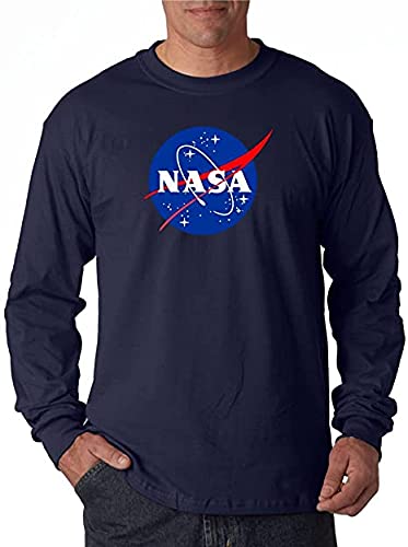 City Merchandise econoShirts NASA Meatball Logo Long Sleeve Shirt Space Shuttle Rocket Science Geek Tee (Navy, X Large)