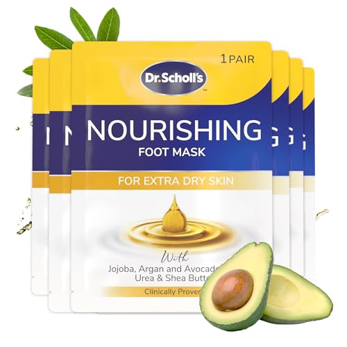 Dr. Scholl’s Intensely Nourishing Foot Moisturiser Mask for Extra Dry Skin - Soft & Smooth Feet in Only 20 Minutes, Triple Oil Blend with Avocado, Argan and Jojoba, Easy to Use, Non-Greasy, Pack of 6