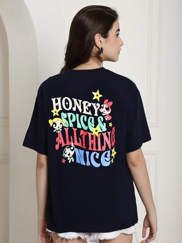 Image of Style Go Pure Cotton Oversized Baggy Fit Drop Shoulder Aesthetic & Cool Graphic Printed Half Sleeve Tshirt for Women || Trendy Tees || Casual Loose Korean T-Shirt (Pack 2)
