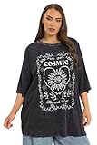 Yours Curve Grey 'Cosmic' Acid Wash Boxy T-Shirt - Women's - Plus Size Curve