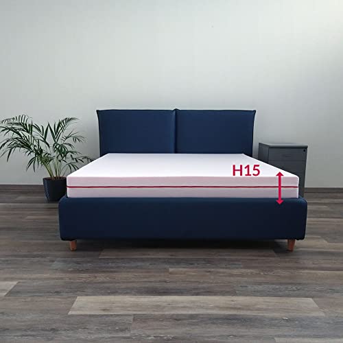 Colchón ortopédico totalmente hipoalergénico con interior AirPur® de alta densidad y tejido desenfundable, colchón alto de 15 cm, colchón de matrimonio de 175 x 195 cm, colchón JOLLY Cover