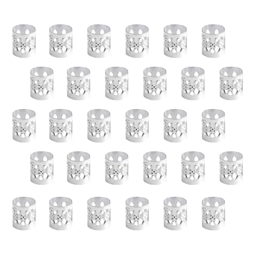 Anillos Dreadlock de Aluminio, 30 Pcs Puños de Trenza para el Cabello, Accesorios de Peinado, Metal Puños, 8 x 9 mm