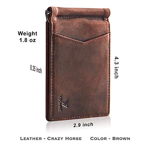 Ybonne Mens Slim Wallet With Money Clip Front Pocket Rfid Blocking Thin Bifold Leather Card Holder Minimalist Mini Billfold #TOP5