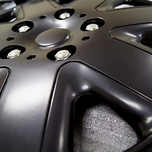 Tuningpros Wsc3-026B17 4Pcs Set Snap-On Type (Pop-On) 17-Inches Matte Black Hubcaps Wheel Cover #TOP2