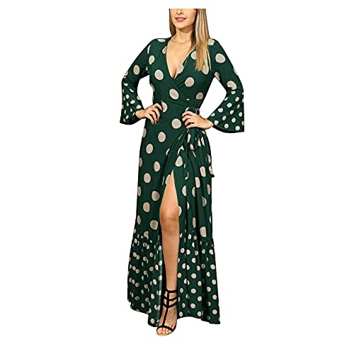 Smooto Casual Sleeveless Print Midi Dresses Sun Dresses Sexy Chiffon Maxi Dress Plus Size Maxi Boho Dress for Women (Green 1,XXL)