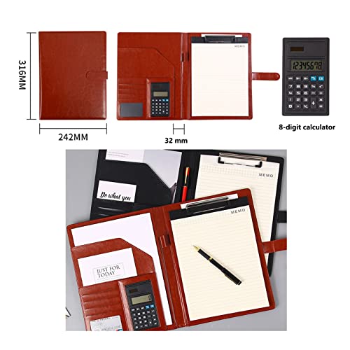 Business Portfolio A4 Padfolio Multifunctional Folder Conference Binder Leather Document Briefcase File Organizer With Calculator For Women Men Refillable 25 Sheets 4 Pack (Color : Brown) #TOP2
