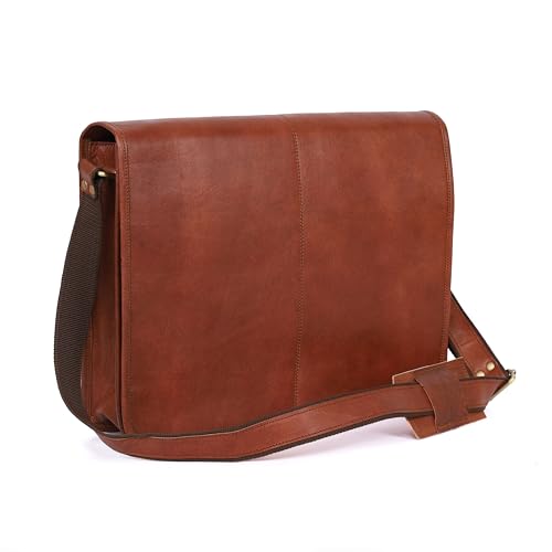 16-inch Vintage Brown Leather Laptop Mens Satchel Crossbody Messenger Bag for Women Shoulder bag for Work & Daily Use