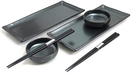 Set de Sushi de Porcelana Negra para Dos Personas