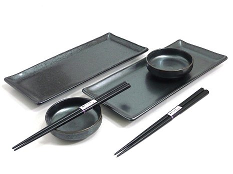 MySushiSet - Juego de sushi de cristal negro para dos
