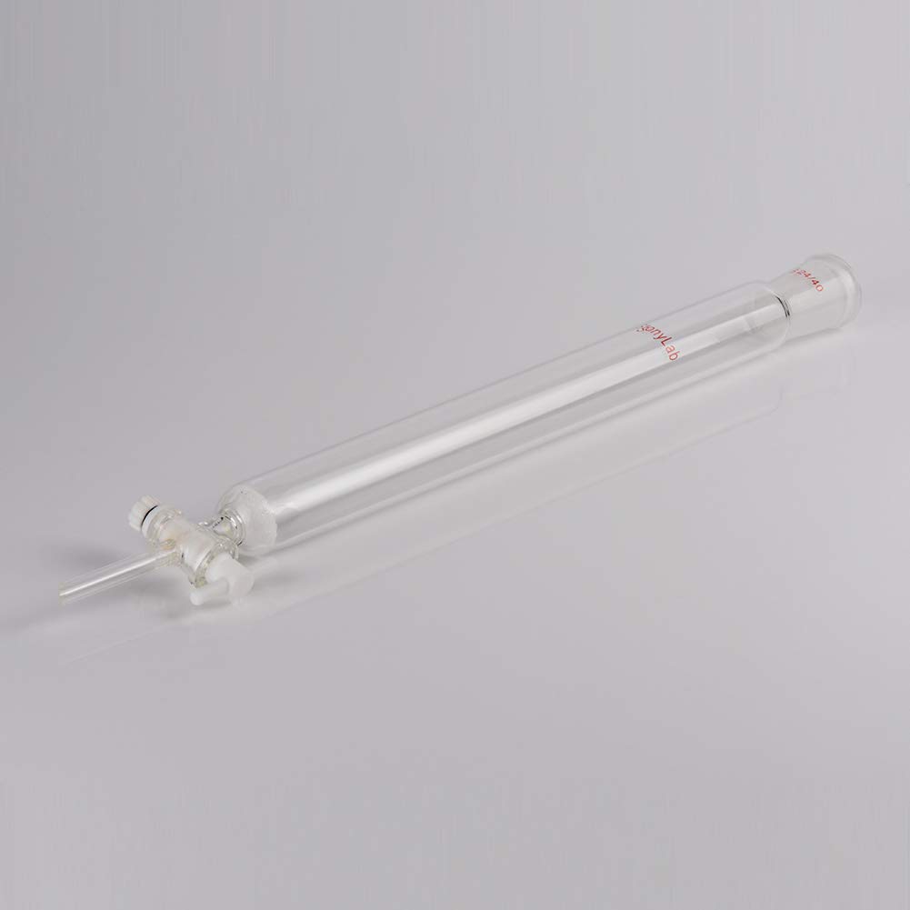 stonylab Colonna Cromatografia in Vetro Borosilicato, Chromatography Column 24/40 Giunto con Disco Frittato e Rubinetto di Arresto in PTFE, Lunghezza Effettiva 300 mm e Colonna O.D. 30 mm
