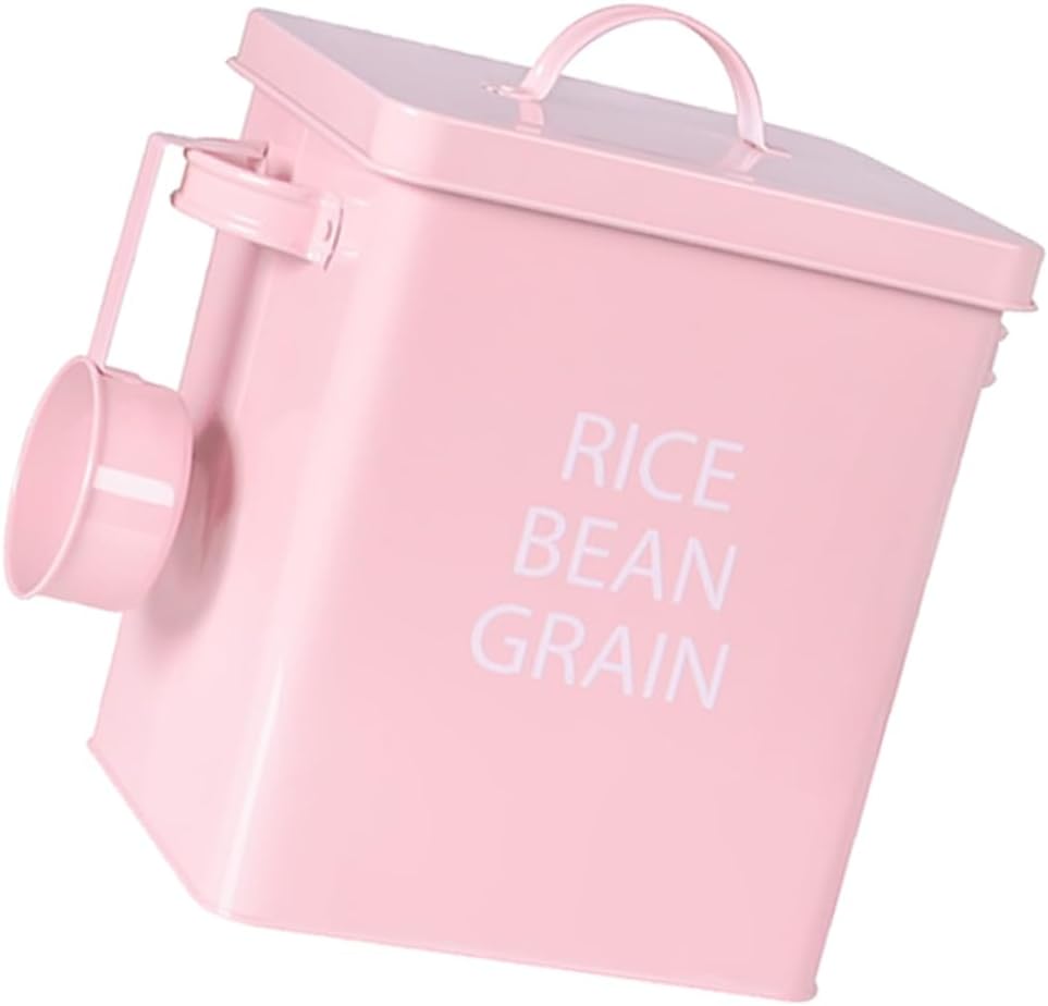 Happyyami Pet Food Sealing Airtight Metal Container for Dog and Cat Food Storage with Spoon and Design for Grain and Rice for Pet Owners
