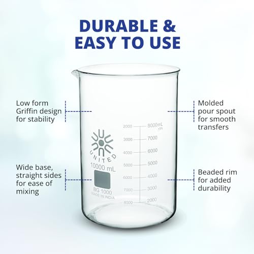 image for United Scientific™ 500 mL Beaker - Low Form Griffin, Double Scale Gr