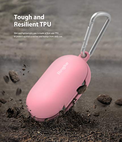 Image of Ringke Galaxy Buds Plus /Galaxy Buds Case - Soft Flexible TPU Case Cover Accessory with Carabiner - Pink